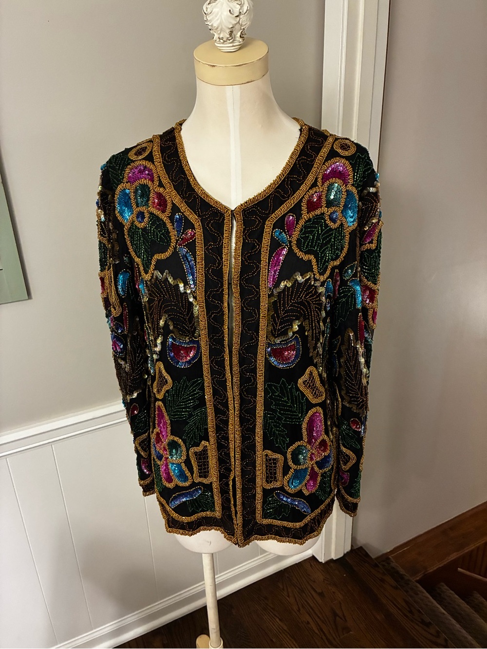 Vintage Joseph Le Bon 100% Silk Beaded Sequin Blazer/Jacket